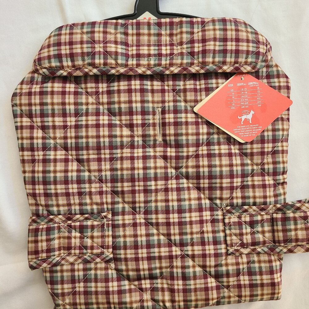 St Johns Bark Dog Coat Jacket Padded Plaid Quilted Size Medium